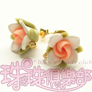 FIMO Flower Earrings - 12mm/7 petals - Peach(2pcs)