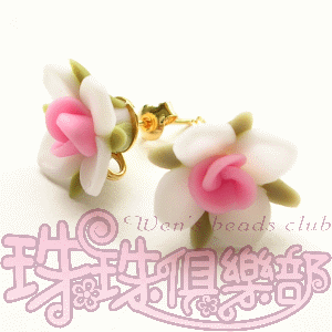 FIMO Flower Earrings - 12mm/7 petals - White(2pcs)