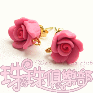 FIMO Flower Earrings - 10mm Rose - Rose(2pcs)
