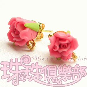 FIMO Flower Earrings - 8mm Rose - Rose(2pcs)