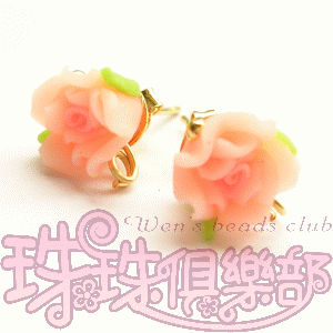FIMO Flower Earrings - 8mm Rose - Lt. Peach(2pcs)
