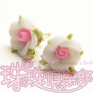 FIMO Flower Earrings - 12mm Camellia - White(2pcs)