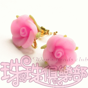 FIMO Flower Earrings - 12mm Camellia - Baby pink(2pcs)